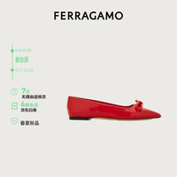 菲拉格慕(Ferragamo)女士红色不对称蝴蝶结芭蕾舞平底鞋 0771542_1D _ 75
