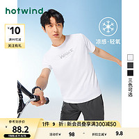 热风（Hotwind）短袖t恤男2024年夏季男士印字运动凉感透气吸湿排汗短T 04白色 L