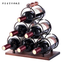居壹生 创意红酒架摆件实木葡萄酒架倒挂红酒杯架家用客厅欧式酒柜展示 六瓶-古铜色