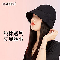 CACUSS 帽子男女渔夫帽刺绣盆帽遮阳防晒水桶帽 PM220311黑色中号