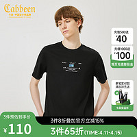 Cabbeen 卡宾 商场同款男装字母刺绣T恤2022夏新款风景印花短袖B2222132004 煤黑色01 50/175/L