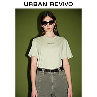 URBAN REVIVO 女装薄荷曼波立体字母棉质圆领T恤衫 UWJ440025 卡其绿 XS