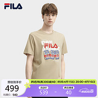 移动端：FILA 斐乐 官方男子针织短袖衫2024夏季趣味牛奶盒图案纯棉T恤