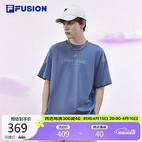 移动端：FILA 斐乐 FUSION斐乐潮牌情侣款短袖2024夏季字母印花宽松上衣T恤男女同款