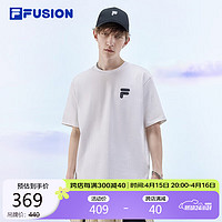 移动端：FILA 斐乐 FUSION斐乐潮牌情侣款针织短袖衫2024夏时尚纯棉宽松T恤