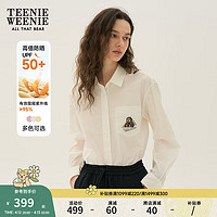 Teenie Weenie【UPF50+】小熊衬衫女2024年夏季防晒防紫外线长袖衬衣上衣女 象牙白 155/XS