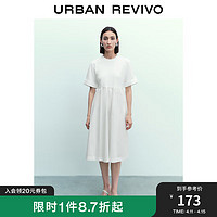 URBAN REVIVO UR2023夏季新款女装法式气质设计感卷边圆领宝藏连衣裙UWH732059 本白 S