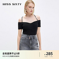 MISS SIXTY 2022夏季新款针织衫女一字肩修身短款上衣6W2RJ1780000