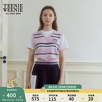 Teenie Weenie小熊2024年夏季假两件学院风针织短袖薄款女 浅粉色 170/L