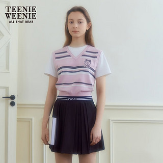 Teenie Weenie小熊2024年夏季假两件学院风针织短袖薄款女 浅粉色 170/L