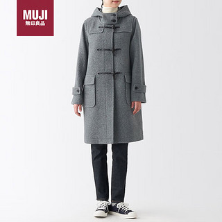 MUJI 無印良品 无印良品（MUJI）女式 羊毛混 牛角扣大衣 长款外套 毛呢大衣秋冬 炭灰色2A XL