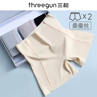 THREEGUN 三枪 冰丝无痕安全裤女春夏季新平角内裤桑蚕丝裆女士防走光打底裤