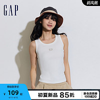 Gap 盖璞 女装2024夏季新款罗纹弹力圆领背心舒适修身无袖上衣429372