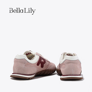 Bella Lily2024春季低帮运动板鞋女透气潮流平底鞋显瘦德训鞋 粉色 35