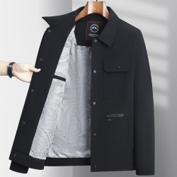 老人头laorentou24年春秋季男士夹克轻奢翻领春秋新款纯色高端茄克