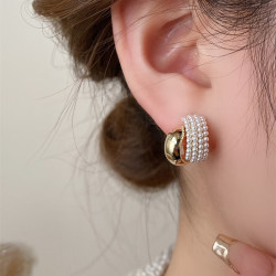 moefi茉妃s925银针东大门气质珍珠c形耳钉网红时尚简约耳环复古感耳饰