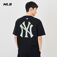 MLB 官方 男女情侣圆领T恤宽松印花涂鸦logo短袖24夏季新款TSX05