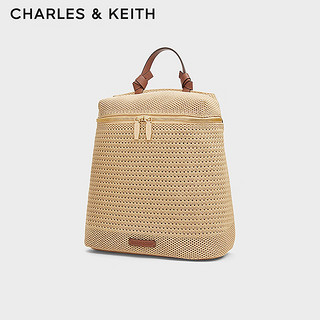 CHARLES&KEITH24夏织镂空大容量拉链双肩背包CK2-60782354 Beige米色 L