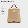 CHARLES&KEITH24夏织镂空大容量拉链双肩背包CK2-60782354 Beige米色 L