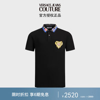 范思哲Versace Jeans Couture男装24春夏男士印花POLO衫 黑色 S S(175/88A)