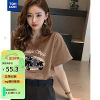 唐狮 TONLION女圆领短袖T恤WP 莫兰咖 S