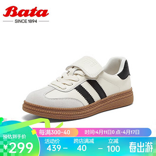 Bata 拔佳 休闲鞋女复古通勤德训运动板鞋A1552AM4 米/灰/黑 40