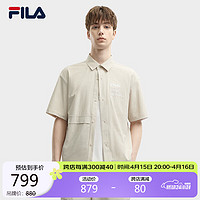 FILA 斐乐 官方男子梭织短袖衬衫2024夏简约休闲时尚宽松上衣