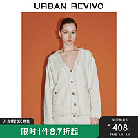 URBAN REVIVO UR春季女装慵懒小香纽扣针织开衫UWG940023 米白 S