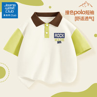 JEANSWEST CLUB真维斯集团男童短袖t恤2024夏装大童上衣儿童夏季痞帅polo衫 摇滚字K嫩芽绿 110cm(110cm)