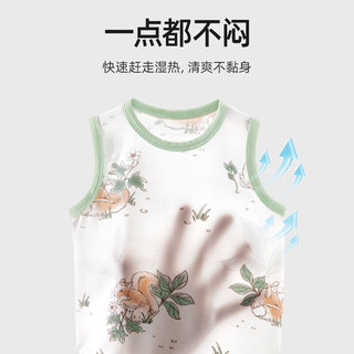 贝肽斯婴儿包屁衣宝宝夏季薄款无袖背心新生儿优可丝连体哈衣爬服 万物生长-【优可丝】原纱凉感 66cm