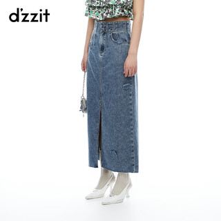 DZZIT地素半身裙2024夏季新休闲水洗工艺牛仔裙子女 蓝色 S