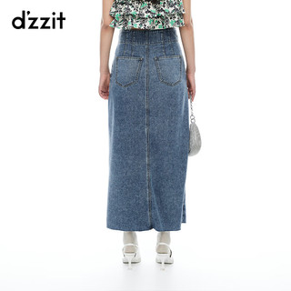 DZZIT地素半身裙2024夏季新休闲水洗工艺牛仔裙子女 蓝色 S