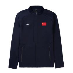 mizuno美津浓国棒元素静温空气层防风保暖立领男式针织夹克运动外套