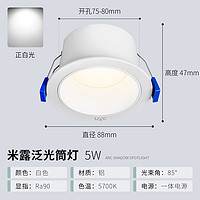 雷士 NVC Lighting照明 雷士 NVC Lighting筒灯 LED三色可调孔灯筒射灯天花灯走廊过道灯 背景装饰灯牛眼灯 米露-5W正白-漆白开孔75-80mm