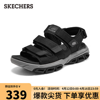 SKECHERS 斯凯奇 男鞋魔术贴凉鞋户外鞋沙滩鞋210444 黑色/BLK 39.5