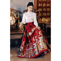 茵杜马面裙全套新中式连衣裙2024汉服女装中国风改良旗袍裙子 513 白上衣 S