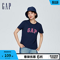 Gap 盖璞 女装春季2024新款LOGO简约圆领撞色印花纯棉短袖T恤