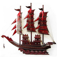 雅轩斋 红木工艺品 一帆风顺 红木船 特大110厘米 帆船模型家居玄关摆件