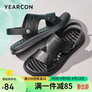 YEARCON 意尔康 男鞋休闲两穿凉拖鞋沙滩鞋外穿轻便舒适凉鞋男 96556W 黑色 40