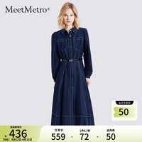MeetMetro玛依尔简约通勤连衣裙女2024春休闲显瘦牛仔裙子 牛仔蓝【闪电发】 L