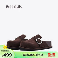 Bella Lily2024春季厚底增高鞋女外穿包头拖鞋无后跟单鞋 咖啡 35