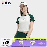 FILA 斐乐 官方女子针织短袖衫2024夏时尚凉感防晒插肩袖T恤