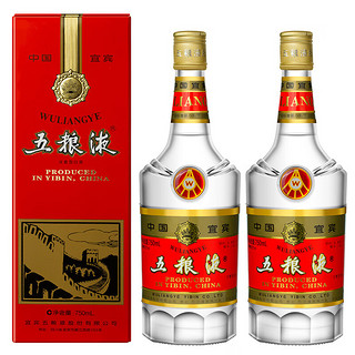 五粮液跨境上新：WULIANGYE 五粮液 晶质长城版 浓香型白酒 52度 750ml*2瓶 双瓶 礼盒装