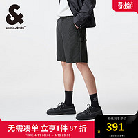 杰克·琼斯（JACK&JONES）夏季宽松多功能条带设计舒适棉简约男士条纹短裤男裤224215007 E44 黑砂色 165/72A/XSR