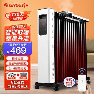 GREE 格力 取暖器家用大面积电暖器油汀暖气片15片3000W大功率速热油酊WiFi智控暖风机烤火炉 NY22-S6030B