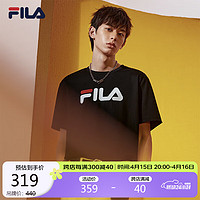 FILA 斐乐 官方情侣短袖T恤2024夏经典LOGO圆领纯棉宽松上衣