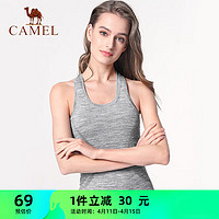 CAMEL 骆驼 一体织运动背心女裸感透气瑜伽健身上衣 YF5225L2013 花纱灰 M