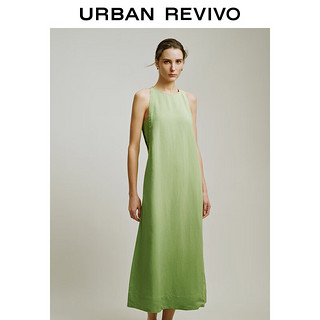 URBAN REVIVO UR2024夏季女装时尚休闲简约开叉无袖A型连衣裙UWH740016 草绿 L