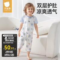 贝肽斯儿童睡衣夏季薄款纯棉宝宝男女童短袖家居服婴儿连体衣服 宇航员巡航 110cm