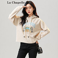 La Chapelle 连帽卫衣女2024年春季新款短款连帽宽松甜美长袖内搭卫衣 卡其 M（F)